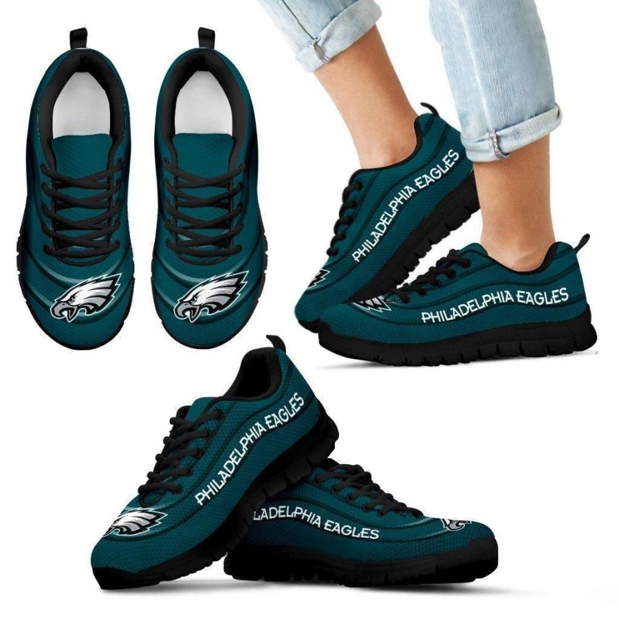 Wave Red Floating Pattern Philadelphia Eagles Sneakers #617