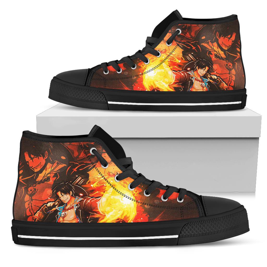 One Piece Anime High Top Sneakers Portgas D.Ace Powerful Pirate