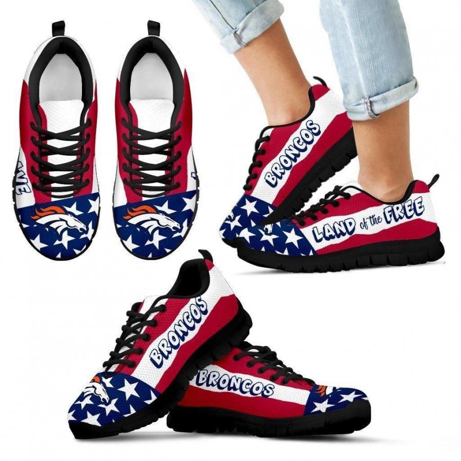 Proud Of American Flag Three Line Denver Broncos Sneakers #288