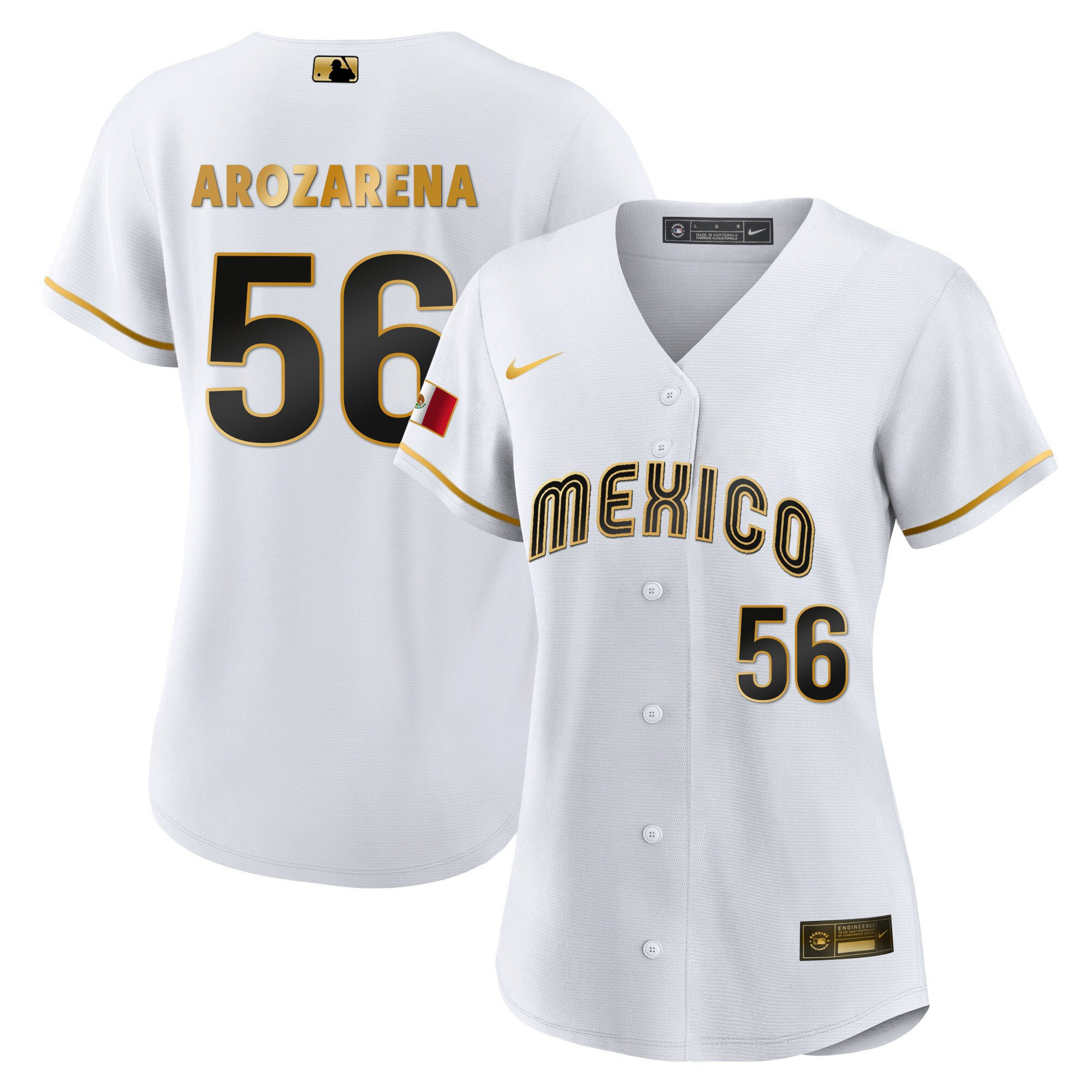 Women’S Mexico 2023 Gold Baseball Jersey – All Stitched