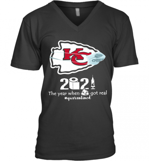 Kansas City Chiefs Face Mask 2021 Toilet Paper The Year When Got Real Quanrantined V-Neck T-Shirt