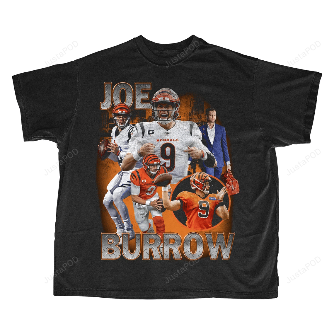 Tshirtcustom - Printed T - Shirt - Vintage Joe Burrow Shirt - Jeaux Burreaux Shirt - American Football Shirt - Burrow Unisex Heavy Shirt - Cincinnati Bengals Super Bowl Shirt - Gifts For Fans Friends