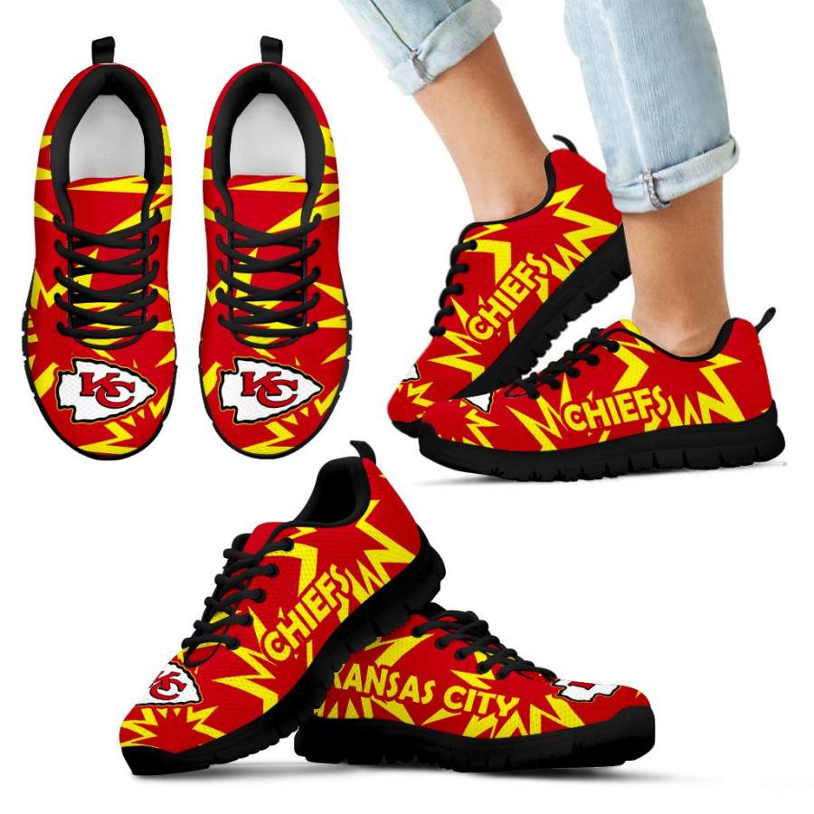 Zig Zag Circle Dizzy Excellent Nice Logo Kansas City Chiefs Sneakers