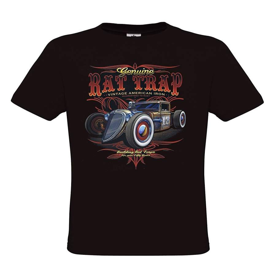 Ethno Designs Rat Trap – Men`s Hot Rod T-Shirt – Old School Rockabilly Vintage Shirt Retro Style – Regular Fit