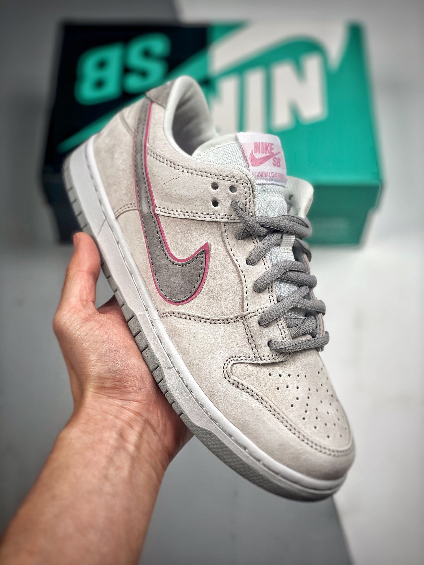 Ishod Wair x Nike SB Dunk Low WhitePerfect Pink-Flat Silver 895969-160 5340912