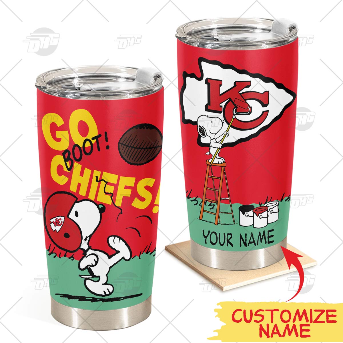 Personalize Kansas City Chiefs Tumbler Snoopy Stainless Steel Tumbler 20Oz 30Oz Best Gift