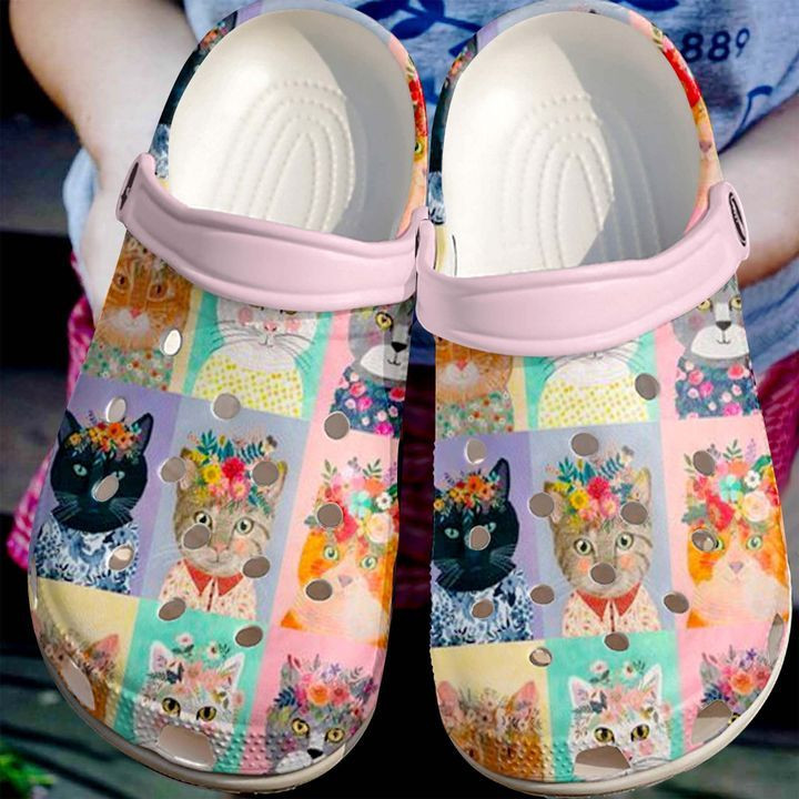 Cat Flowers Crocss Crocband Clog Comfortable For Mens Womens Classic Clog Water Shoes