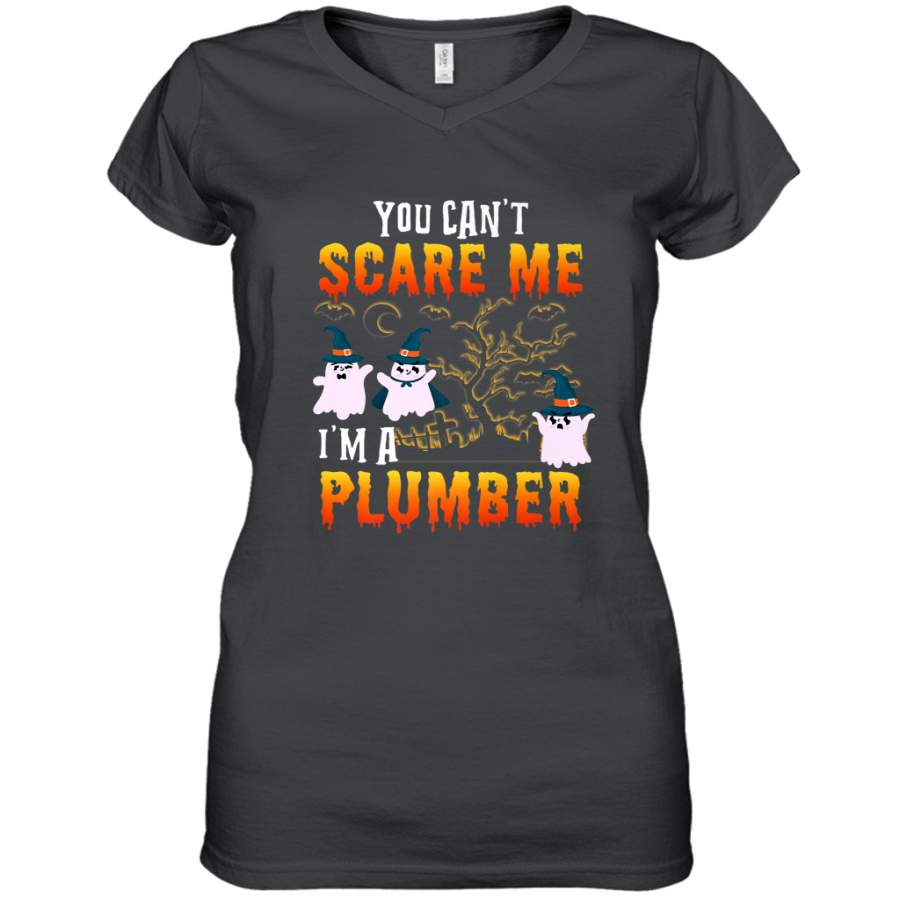 You Can’t Scare Me I’m A Plumber T Shirt Plumber Halloween Women’s V-Neck T-Shirt