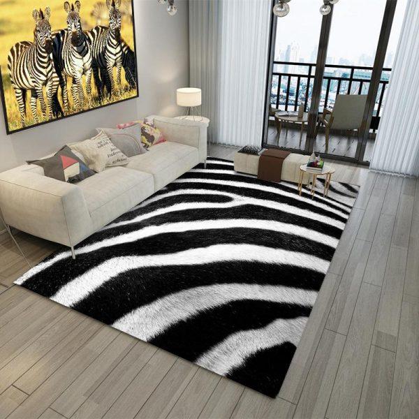 Zebra Art Home Decor Rectangle Area Rug 12