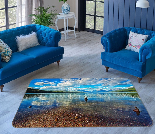 3D Blue Sky Pure Water Lake Area Rug Home Decor