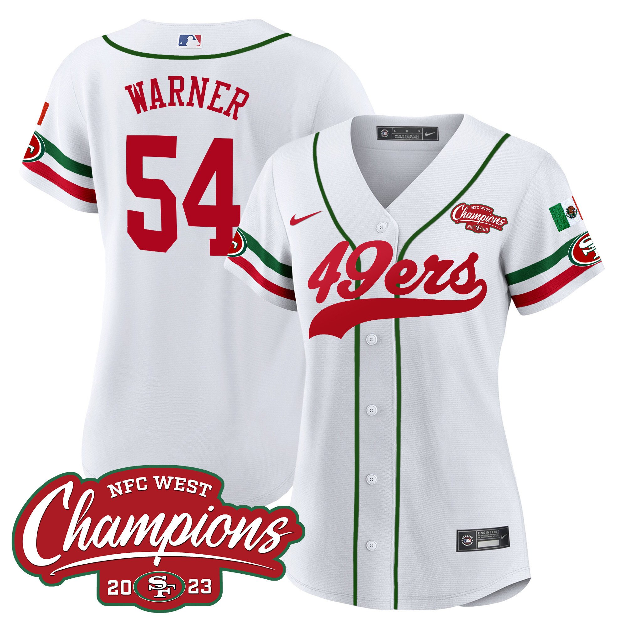 Women’S 49Ers Mexico 2023 Nfc West Champions Baseball Jersey – All Stitched