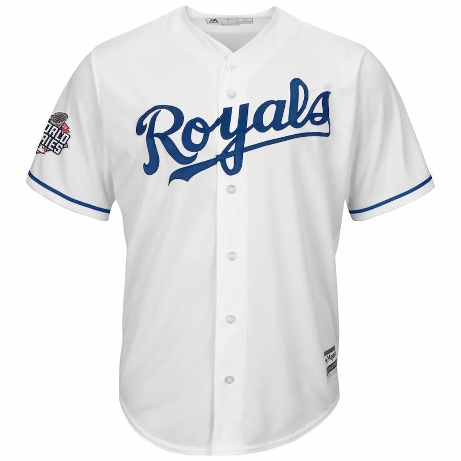 Mike Moustakas Kansas City Royals Majestic World Series Replica Cool Base White 3D Jersey