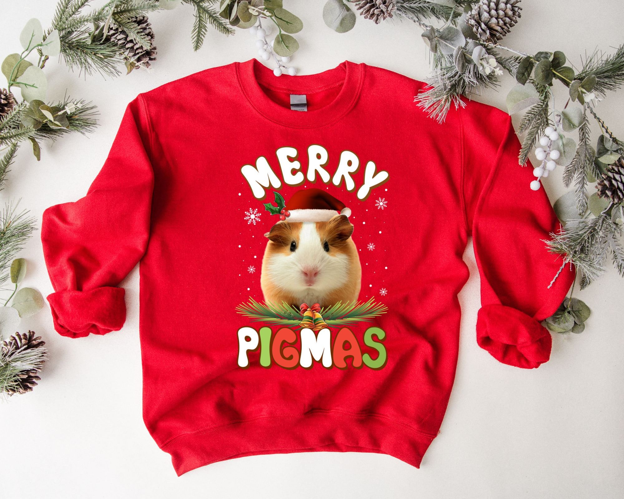 Christmas Sweatshirt | Merry Pigmas | Guinea Pig Lovers Gift Top | Merry Christmas Unisex Jumper | Christmas Gift Festive Soft Fleece Lining