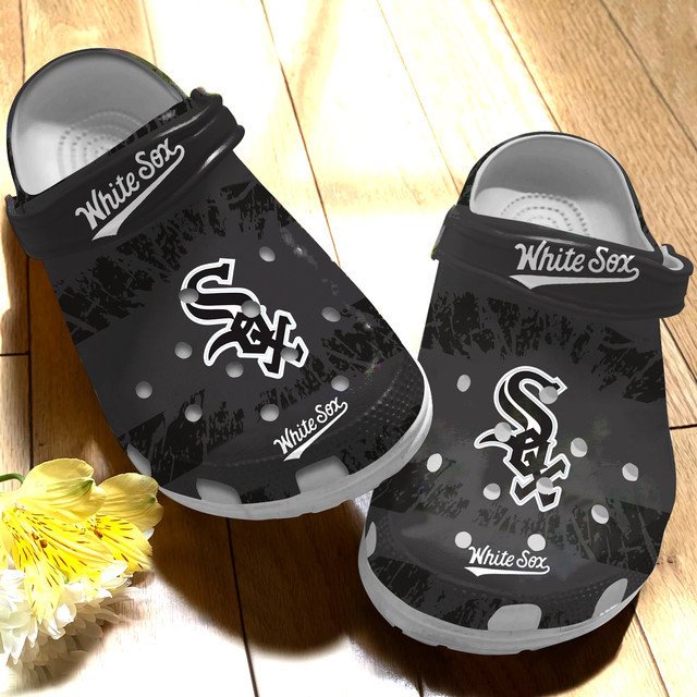 Chicago White Sox Black Grey Crocs Crocband Clog Comfortable Water Shoes