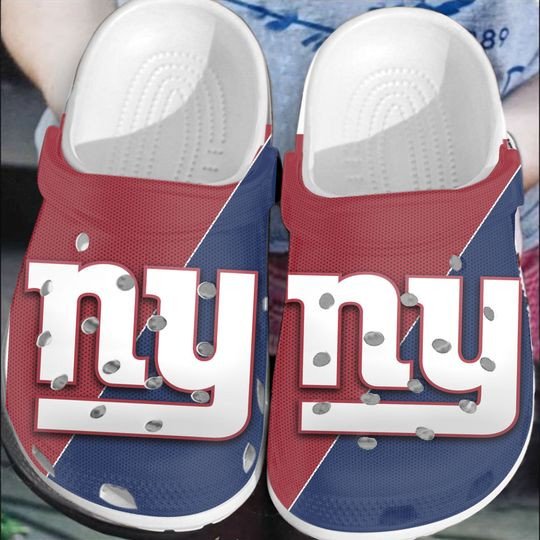 New York Giants Logo Crocs Classic Clogs Shoes In Red Blue