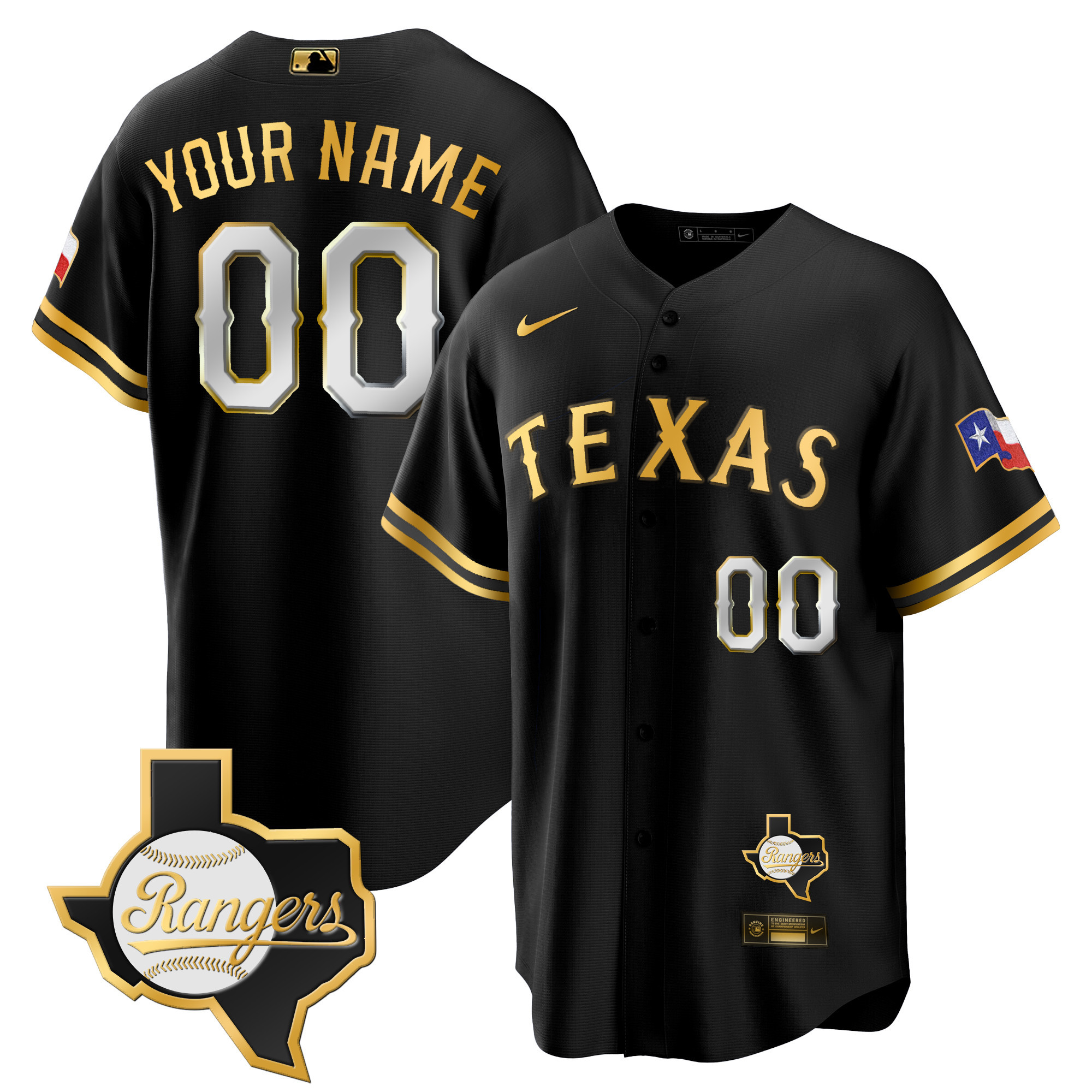 Texas Rangers 2023 Cool Base Custom Jersey – Texas Patch – All Stitched