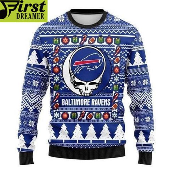 Buffalo Bills Grateful Dead Gift For Fan Ugly Wool Sweater Christmas