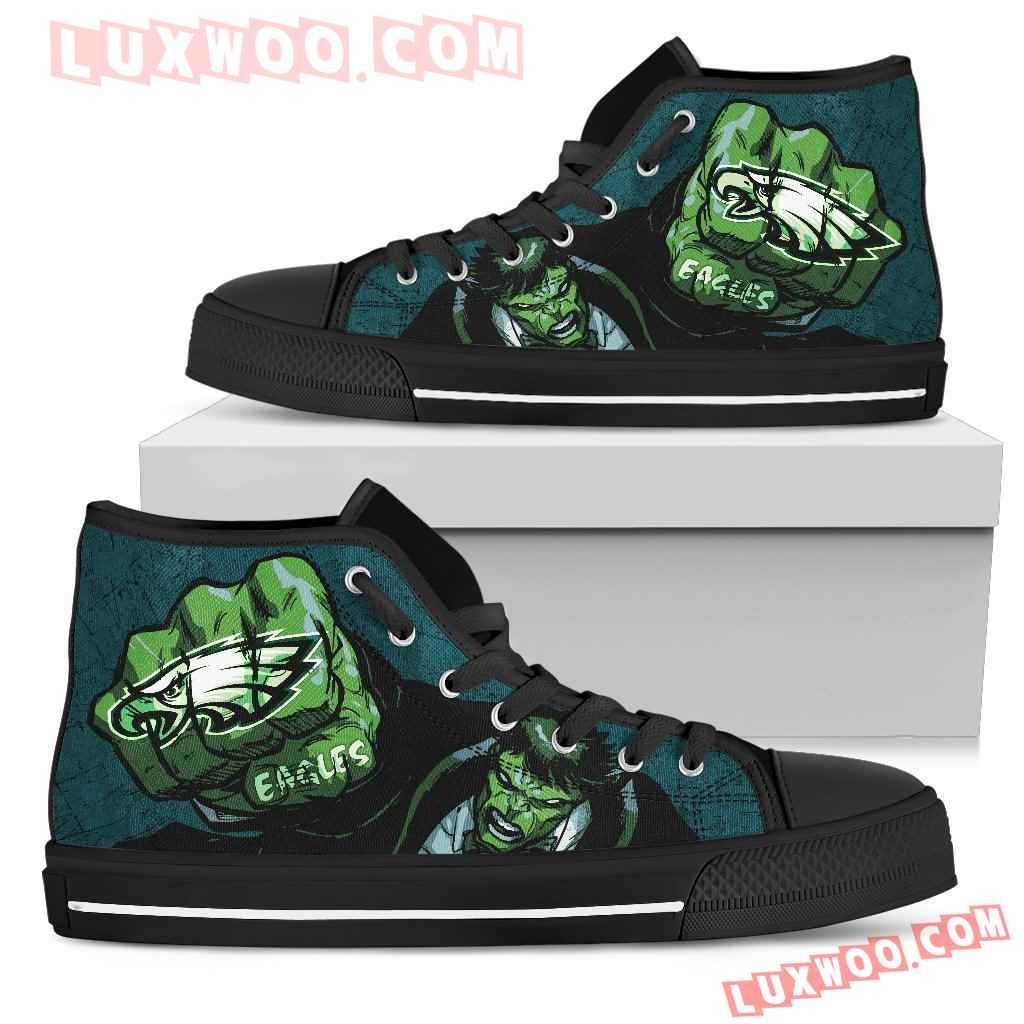 Hulk Punch Philadelphia Eagles High Top Shoes Sport Sneakers