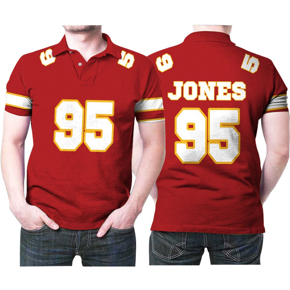 Kansas City Chiefs Chris Jones 95 Great Player Red Game Jersey Style Gift For Chiefs Fans Jones Lovers Polo Shirt All Over Print Shirt 3D T-Shirt