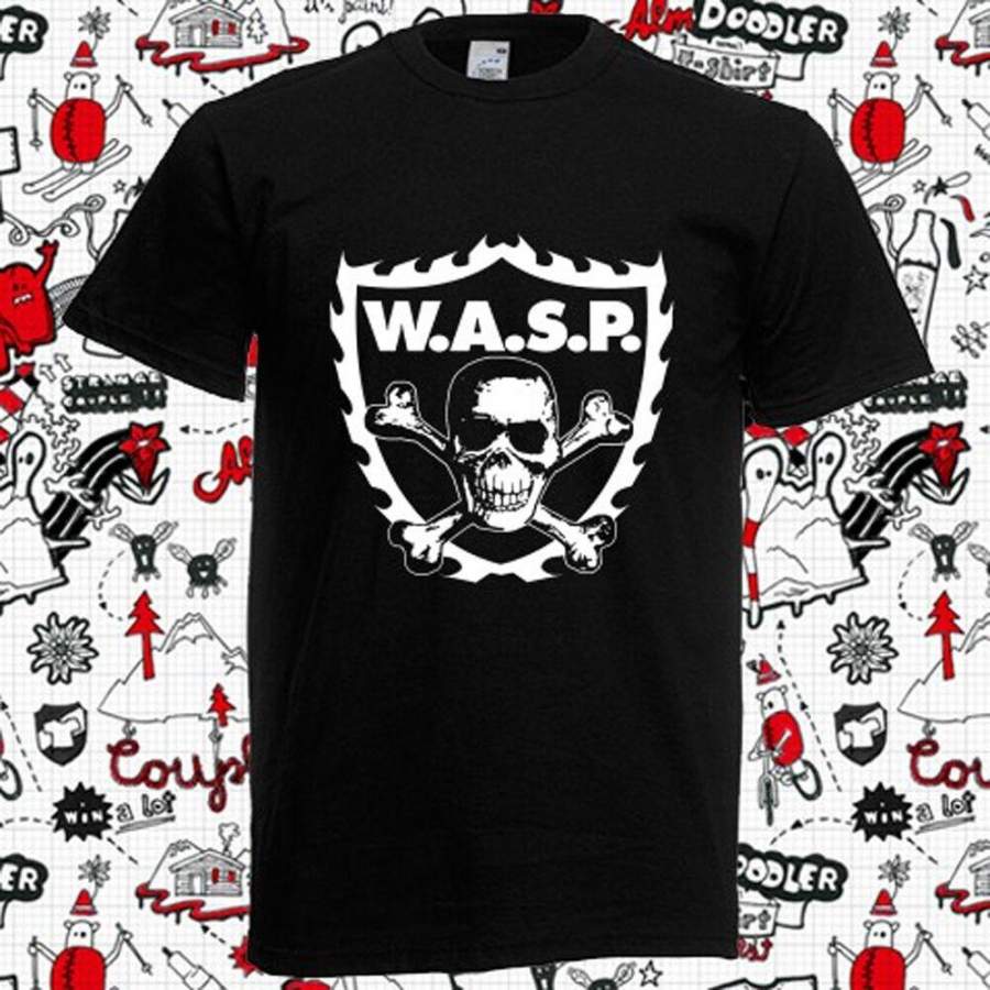 Wasp W.A.S.P. Crossbones Metal Rock Band Men’S Black T-Shirt