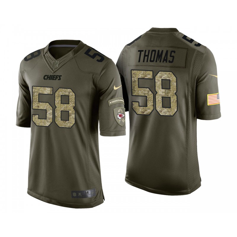 Derrick Thomas Kansas City Chiefs Green Camo Salute To Service Jersey – All Stitched, Embroidery