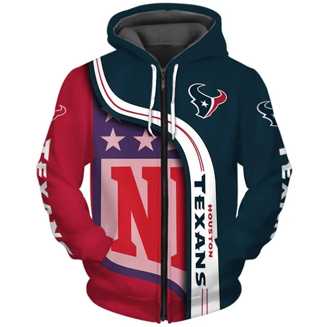 Houston Texans Curved Stripes 50 Unisex 3D Hoodie Gift For Fans