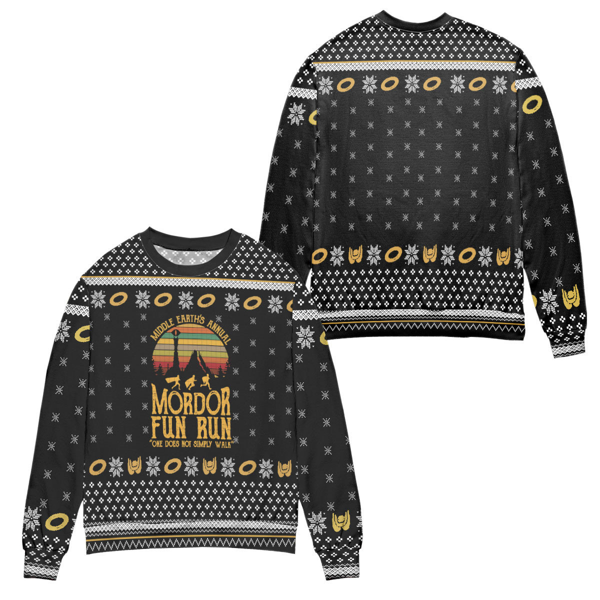 Lord Of The Rings Middle Earth’S Annual, Mordor Fun Run Ugly Christmas Sweater – All Over Print 3D Sweater – Black