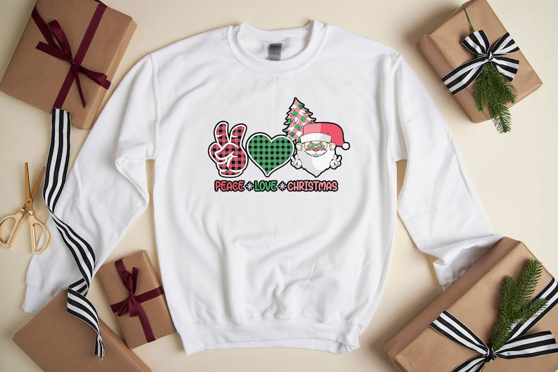 Christmas Sweatshirt, Pink Santa Sweatshirt, Christmas Gift, Pink Christmas Sweatshirt