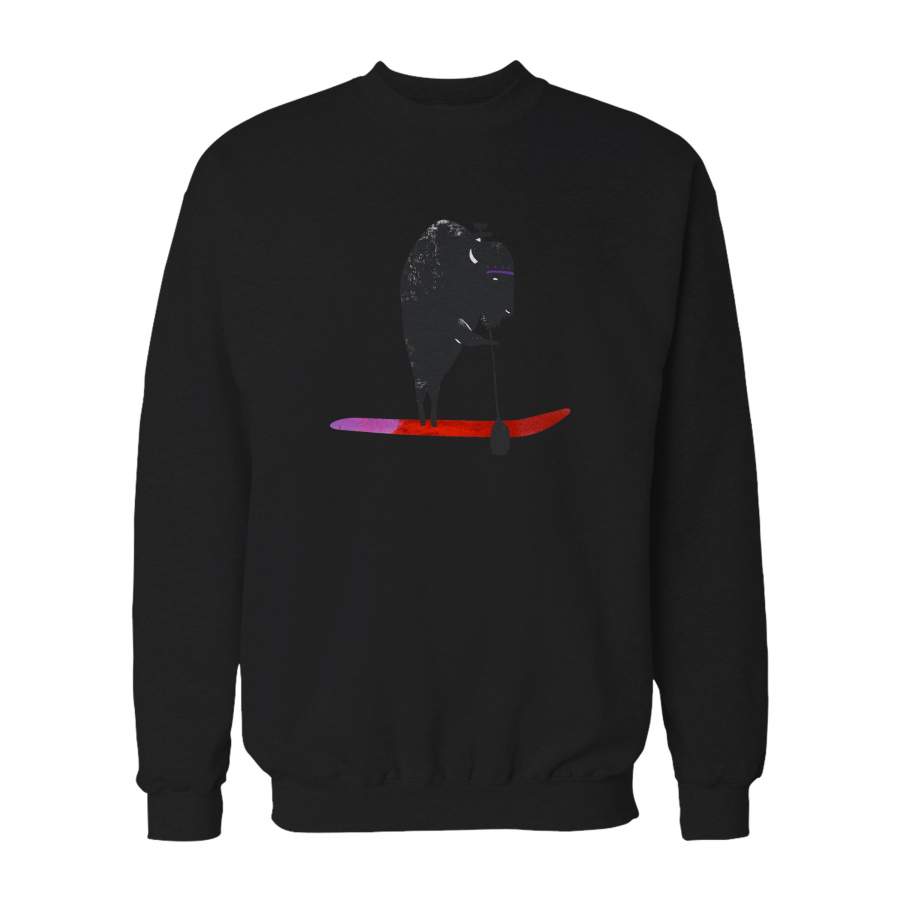 Buffalo Paddle Board Animal Beach West Coast Camping Graphic Surfer Sweatshirt