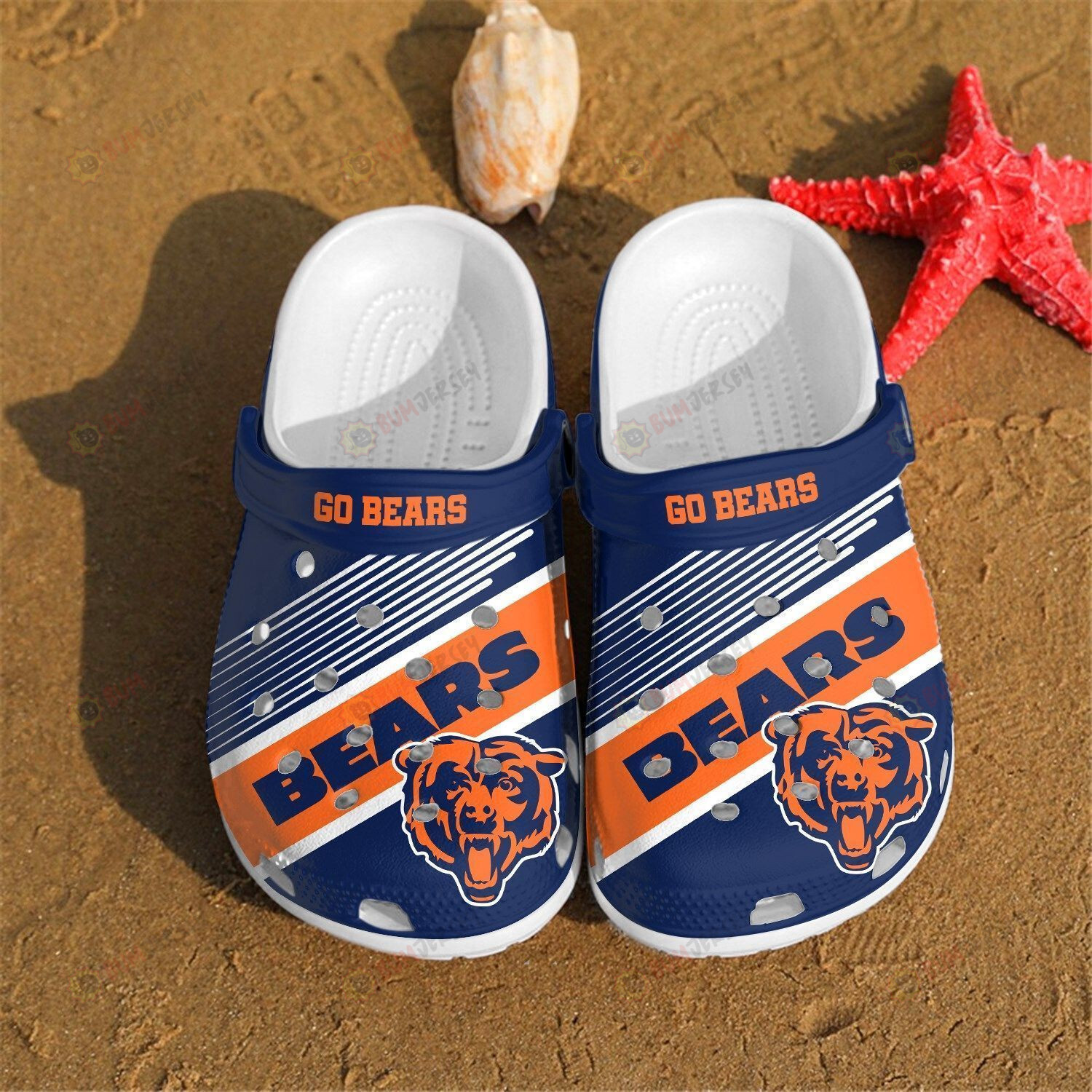 Chicago Bears Logo Pattern Crocs Classic Clogs Shoes In Blue & Yellow – Aop Clog