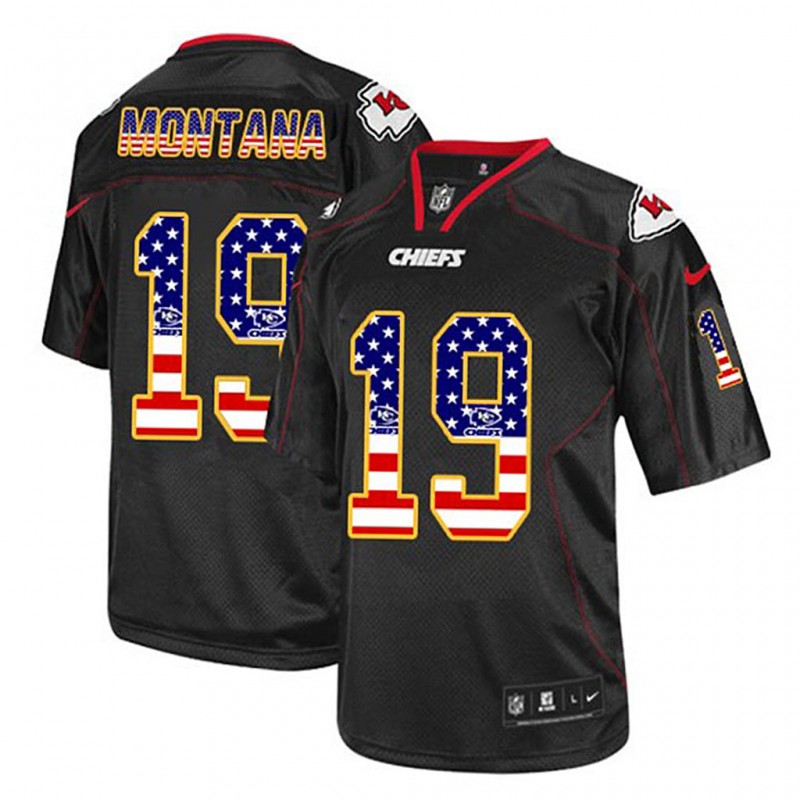 Kansas City Chiefs Joe Montana Black Usa Flag Fashion Jersey – All Stitched, Embroidery