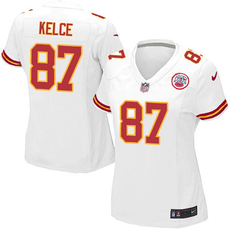 Women Travis Kelce #87 Kansas City Chiefs White Away Limited Jersey