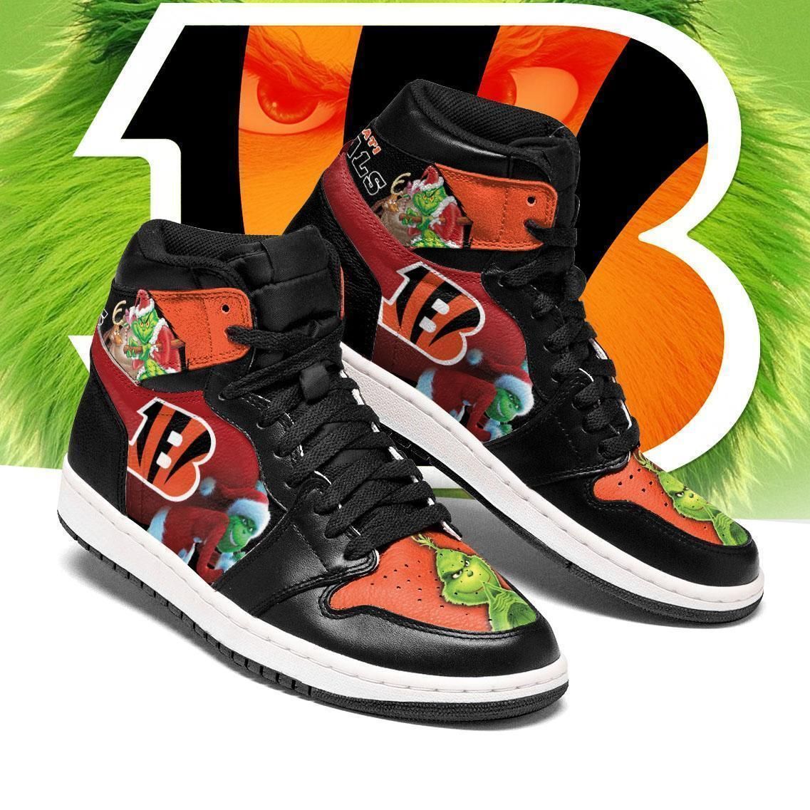 The Grinch Cincinnati Bengals Air Jordan Sneakerteam Custom Eachstep Gift For Fans Shoes Sport Sneakers