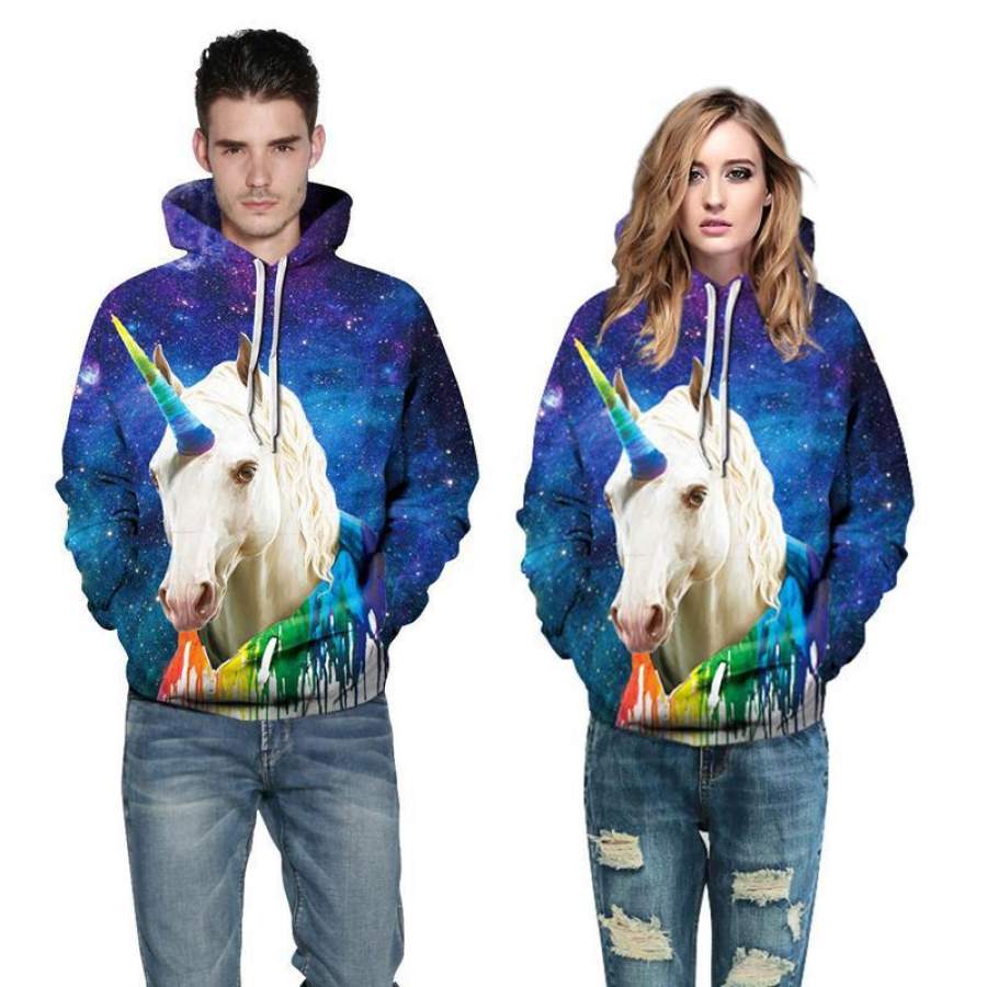 3D Print Hoodies – Unicorn Pattern Pullover Hoodie OTA037