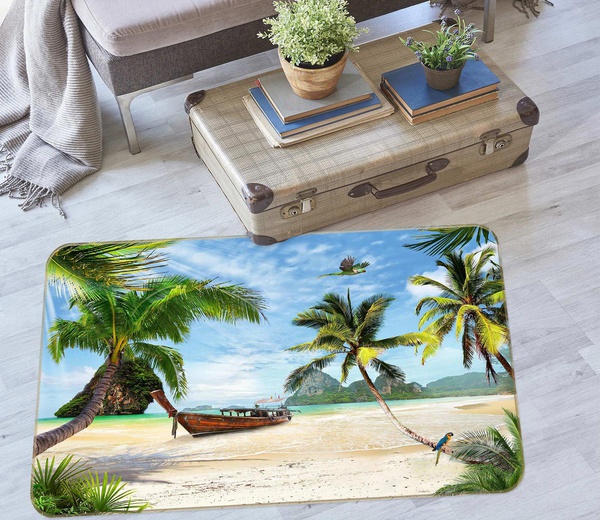 3D Beach Coconut Tree Area Rug Home Decor