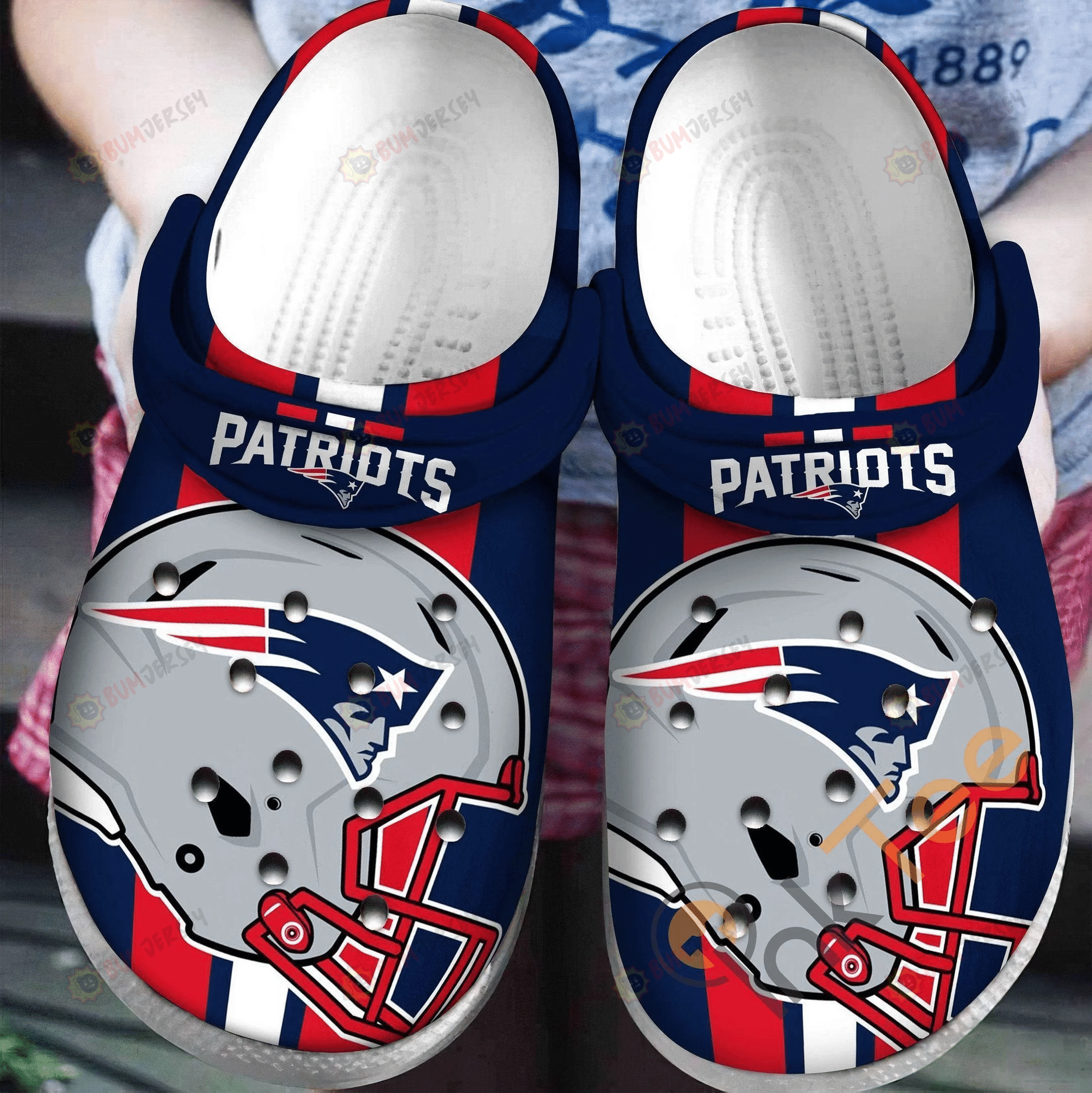 New England Patriots Football Helmet Crocs Crocband Clog Comfortable Water Shoes – Aop Clog