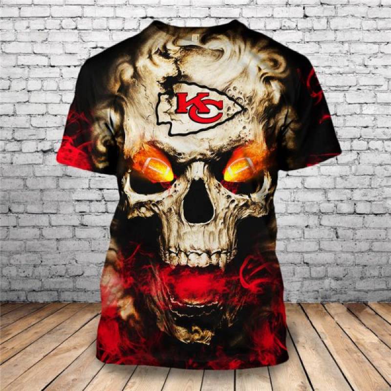 Kansas City Chiefs Skull – Kansas City Chiefs 3D T-Shirt