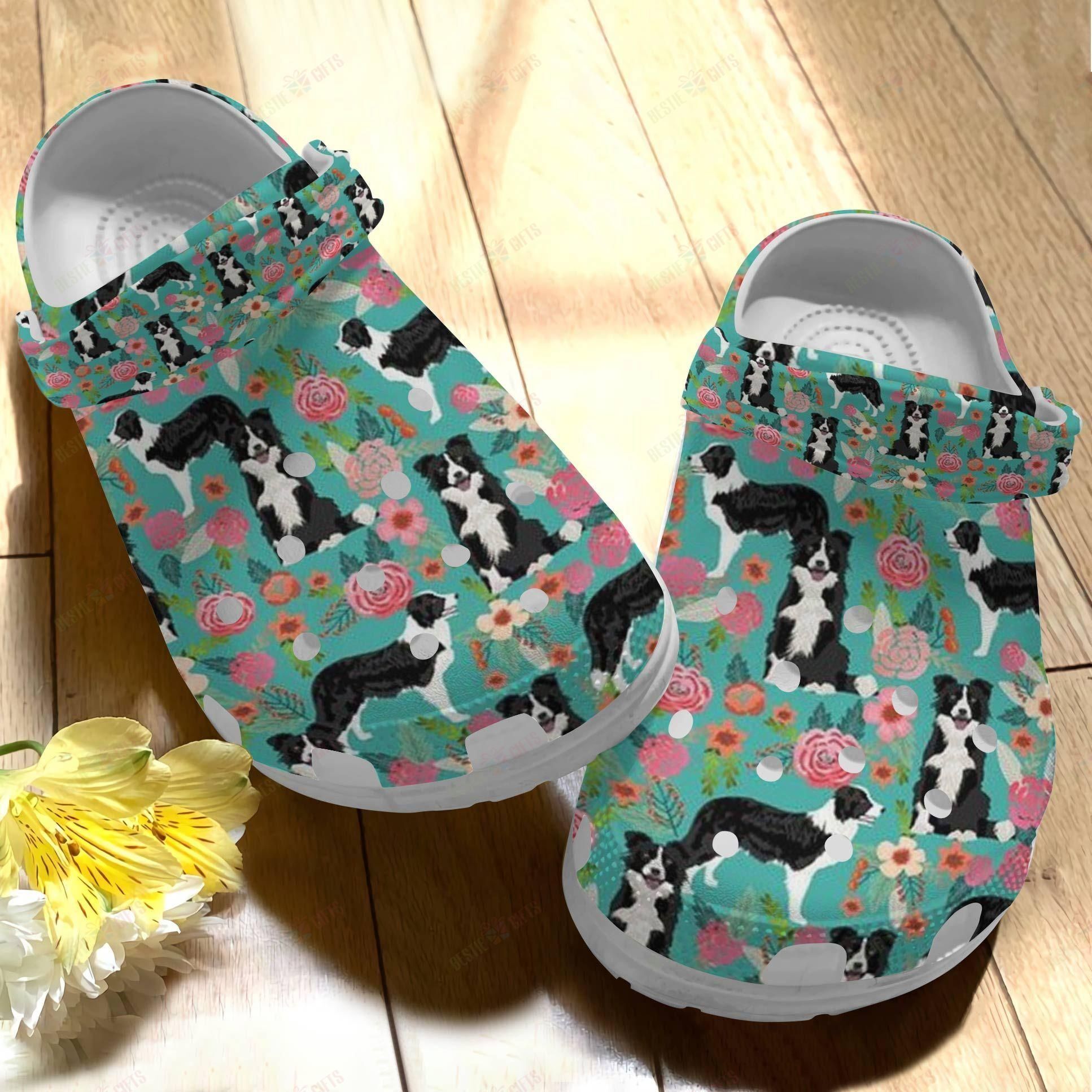 Border Collie Crocs Classic Clog Whi …