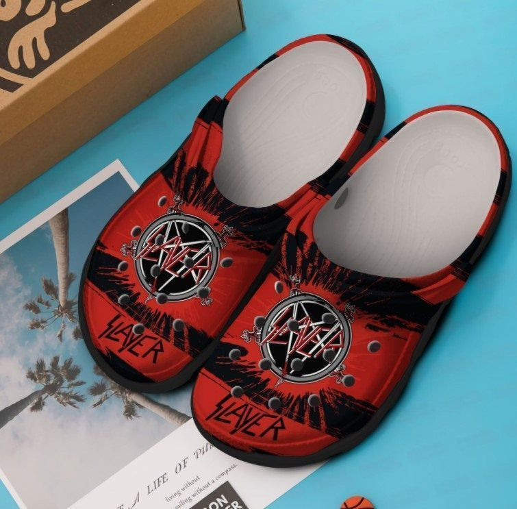 Slayer Design Crocss Crocband Clog Comfortable Water Shoes In Black And Red