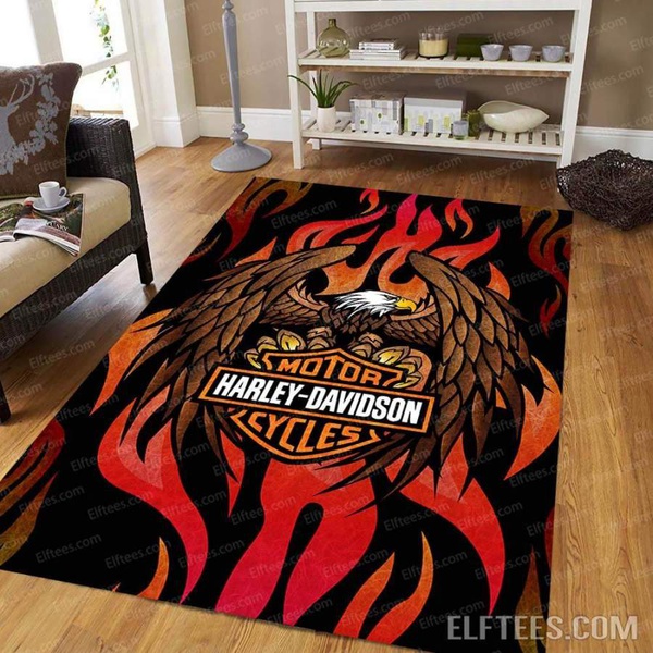 Harley Davidson Motorcycles Area Rug, Living Room Carpet, Home Floor Decor HD2