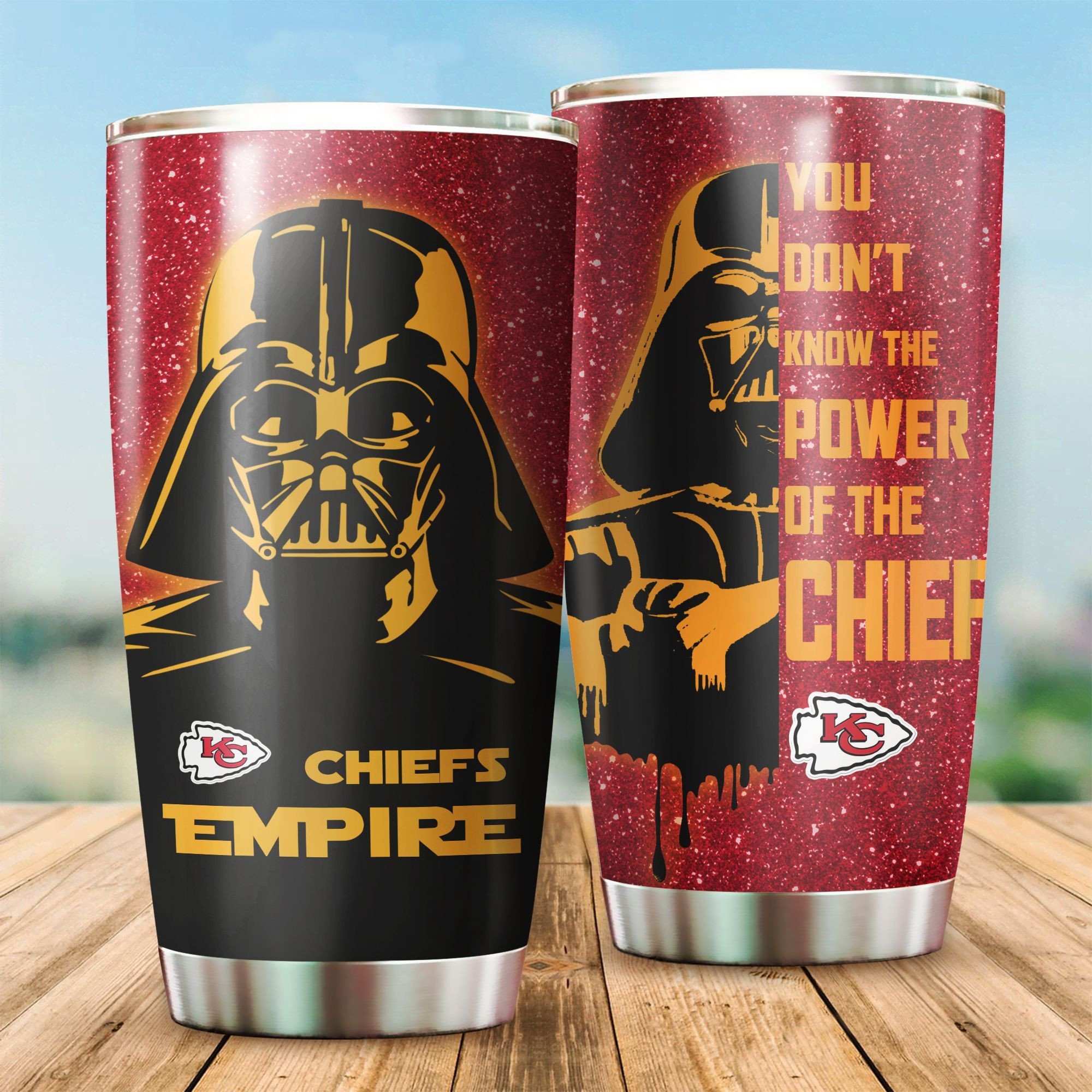 Kansas City Chiefs Darth Vader Stars Wars All Over Print 3D Tumbler – Red