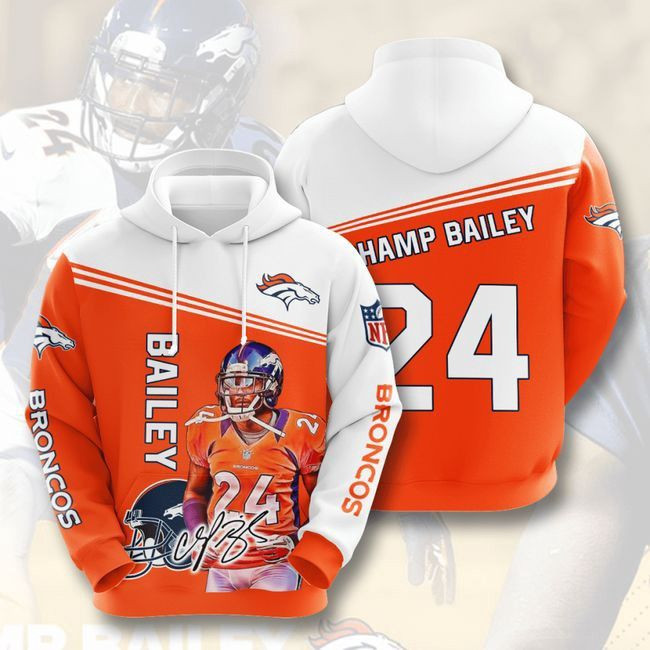 Denver Broncos 24 Champ Bailey 91 Unisex 3D Hoodie Gift For Fans