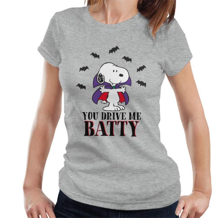 Peanuts You Drive Me Batty Halloween Snoopy Women’s T-shirt