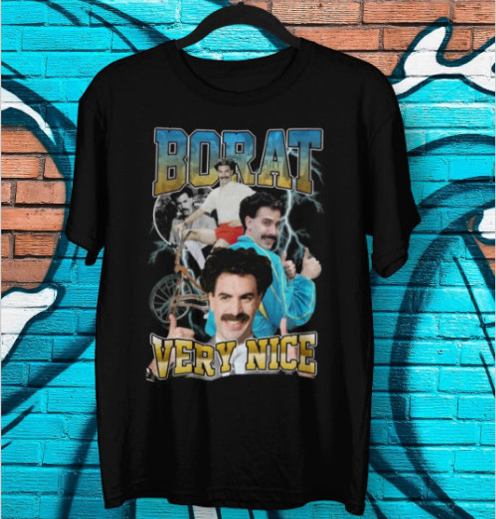 Borat Very Nice Shirt Bootleg Rap Tee Black Vintage Style T-shirt