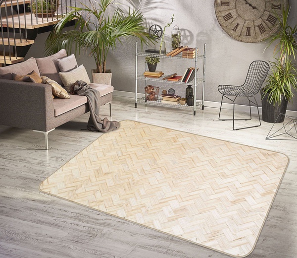 3D Beige Stripe Texture Area Rug Home Decor