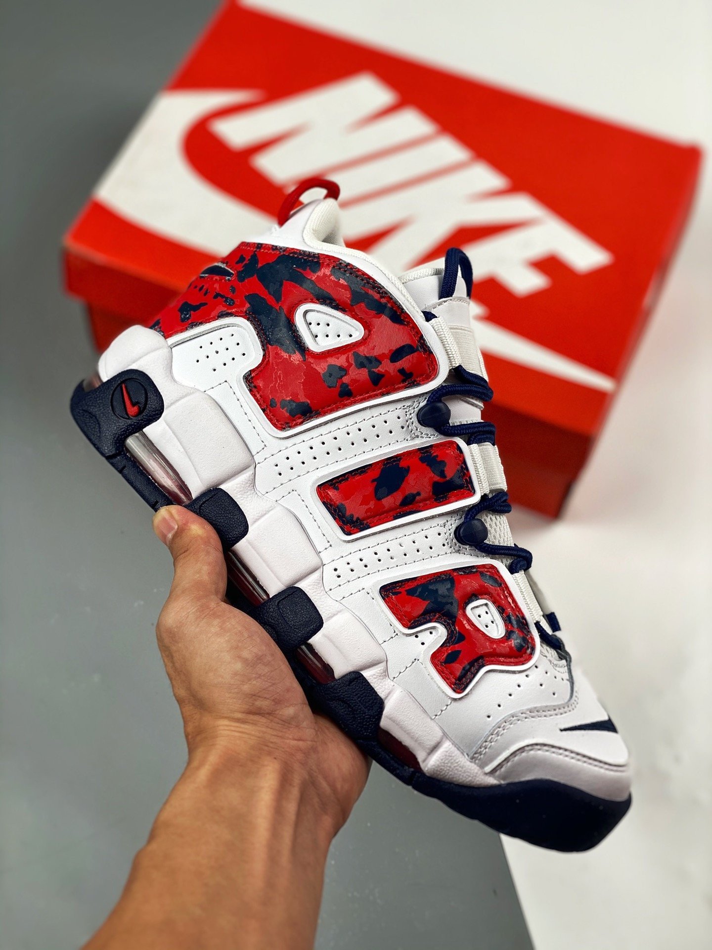 Nike Air More Uptempo White Navy Red 5338672