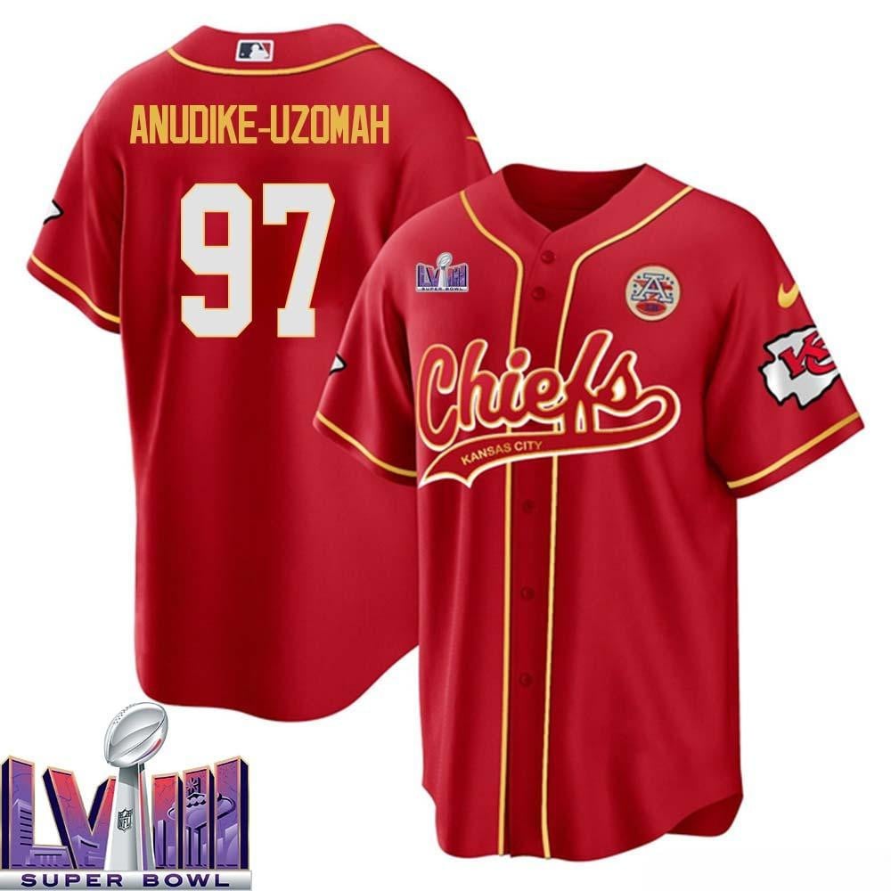 Felix Anudike-Uzomah 97 Kansas City Chiefs Super Bowl Lviii Baseball Men Jersey – Red