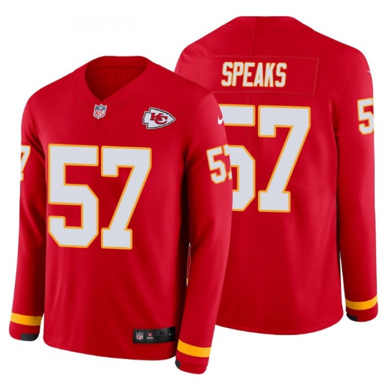 Breeland Speaks #57 Kansas City Chiefs Therma Long Sleeve Red Jersey – All Stitched, Embroidery