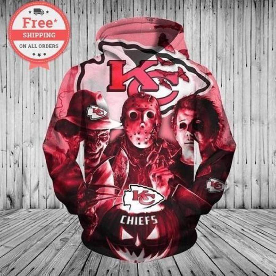 Kansas City Chiefs Football Sweatshirt Pullover Horror Hoodie Unisex 3D All Over Print