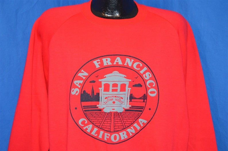 80s San Francisco Cable Car Red Vintage Sweatshirt